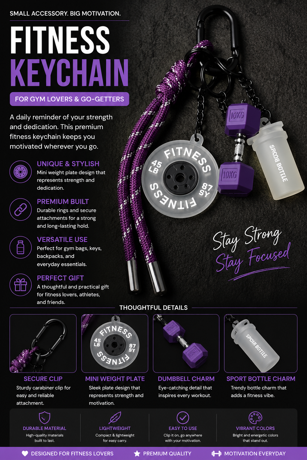 Fitness Keychain for Gym Lovers
