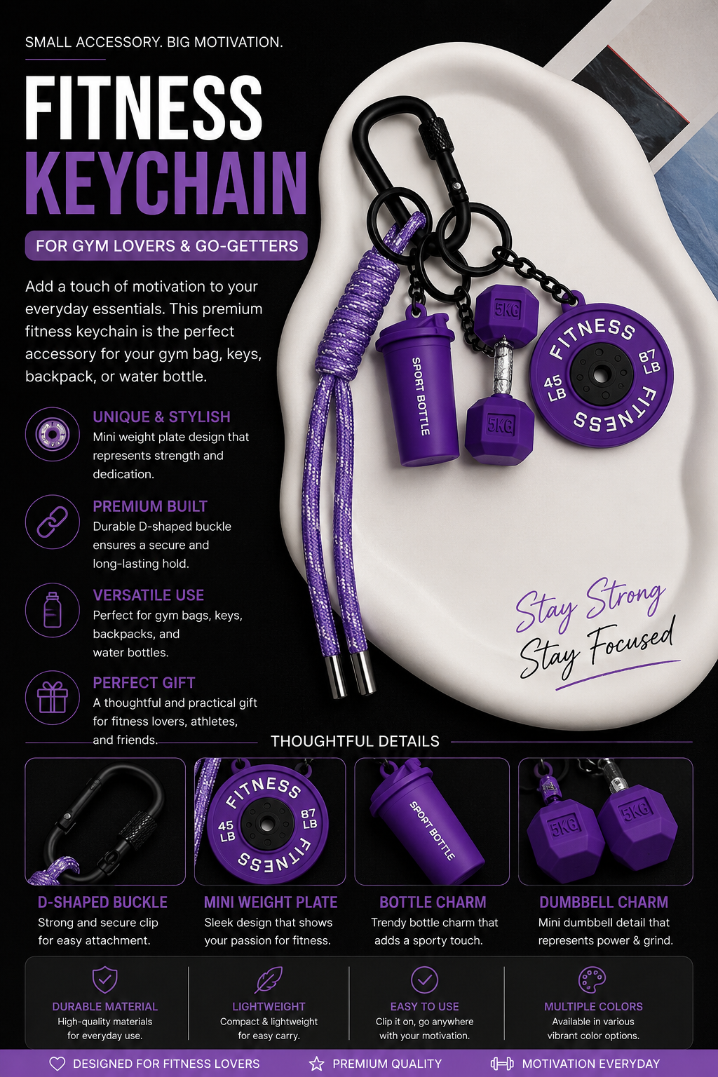 Fitness Keychain for Gym Lovers
