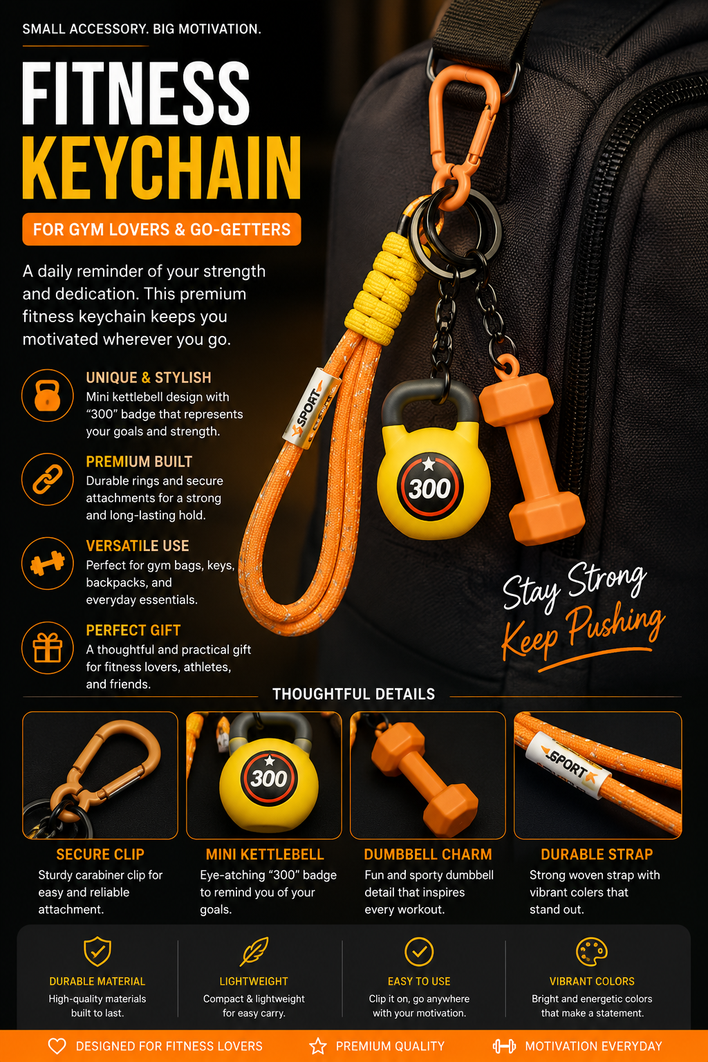 Fitness Keychain for Gym Lovers