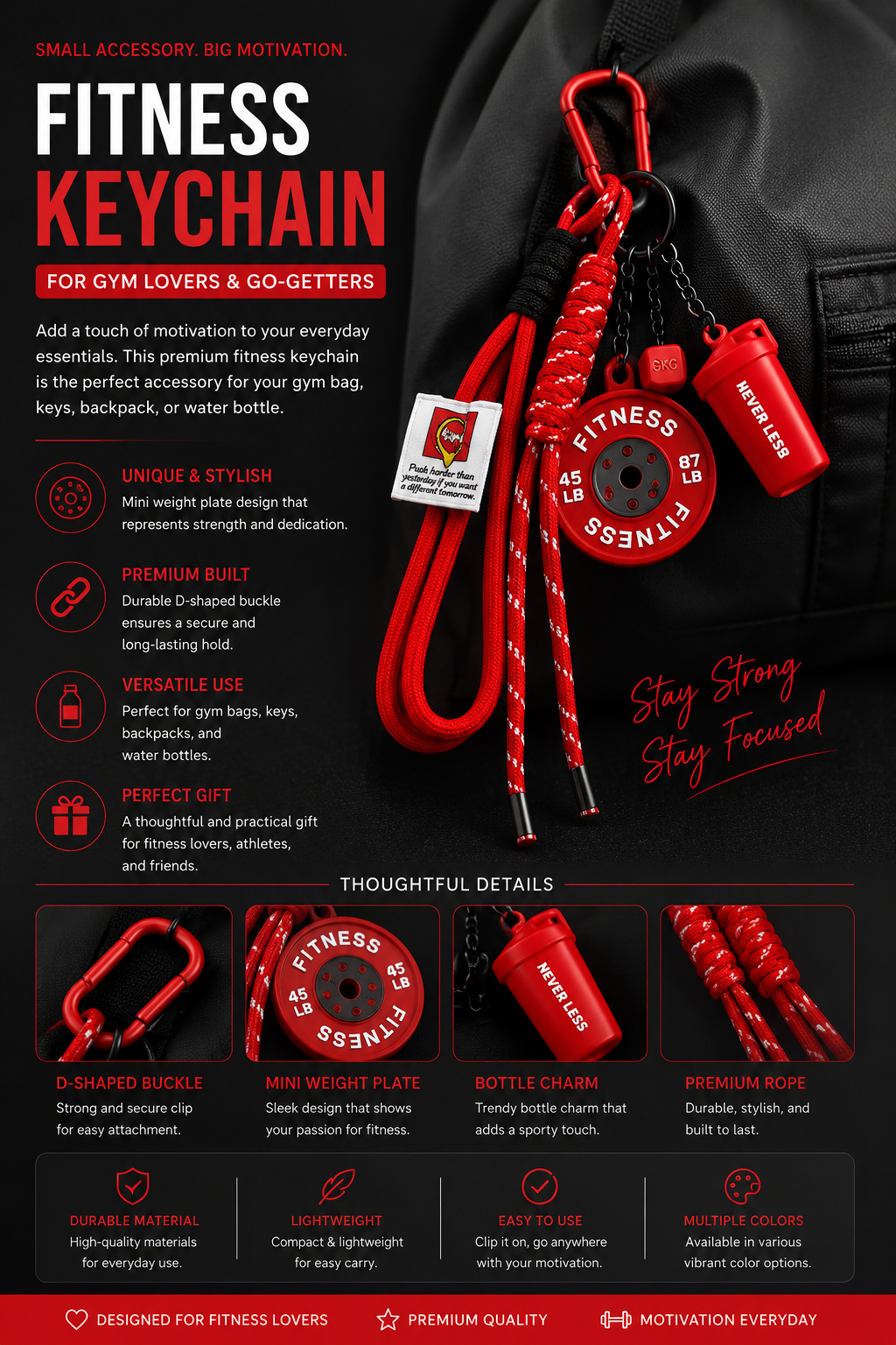 Fitness Keychain for Gym Lovers