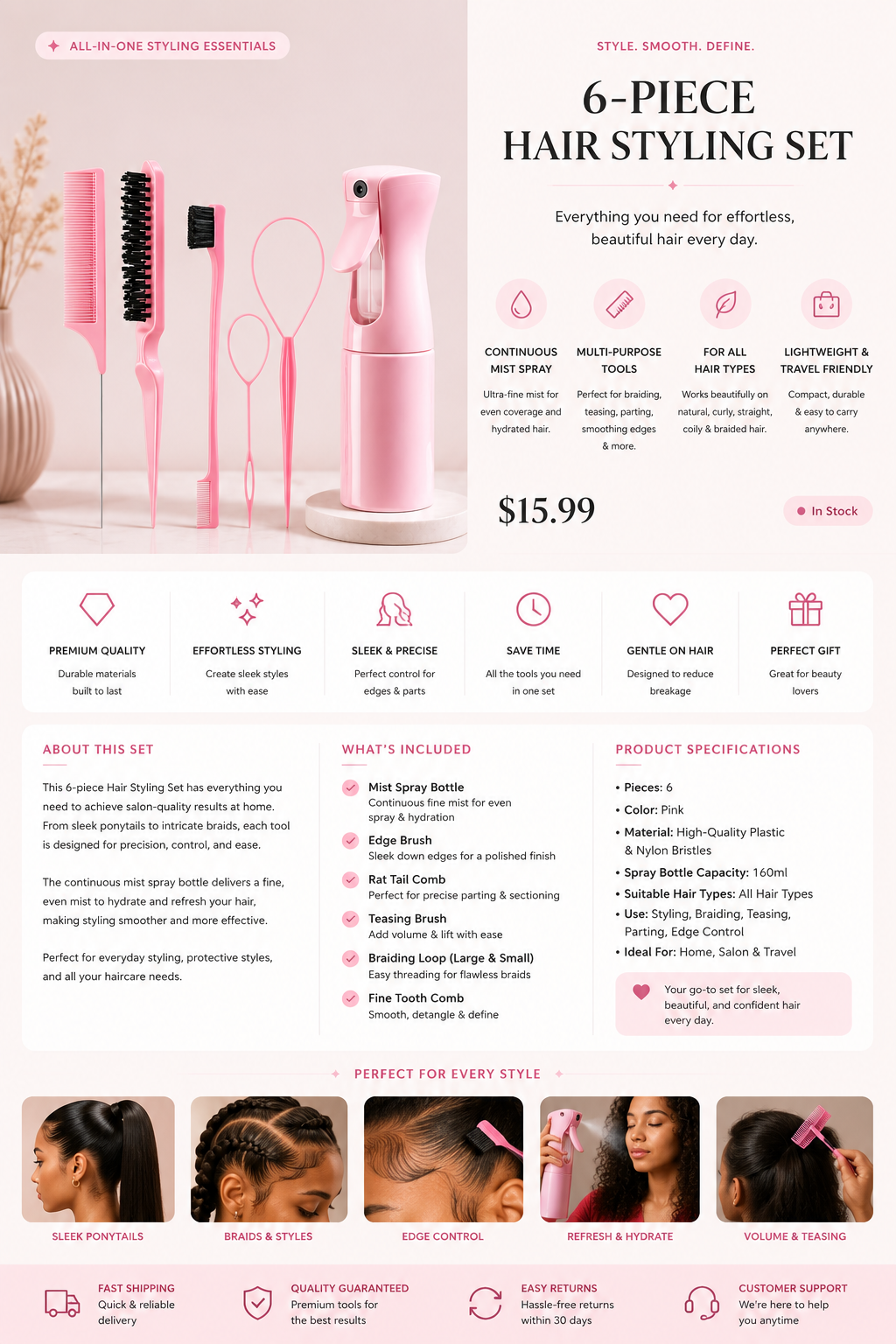 6-Piece Hair Styling Set