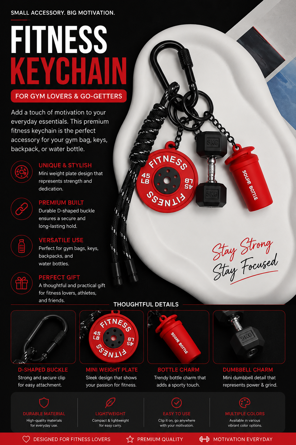 Fitness Keychain for Gym Lovers