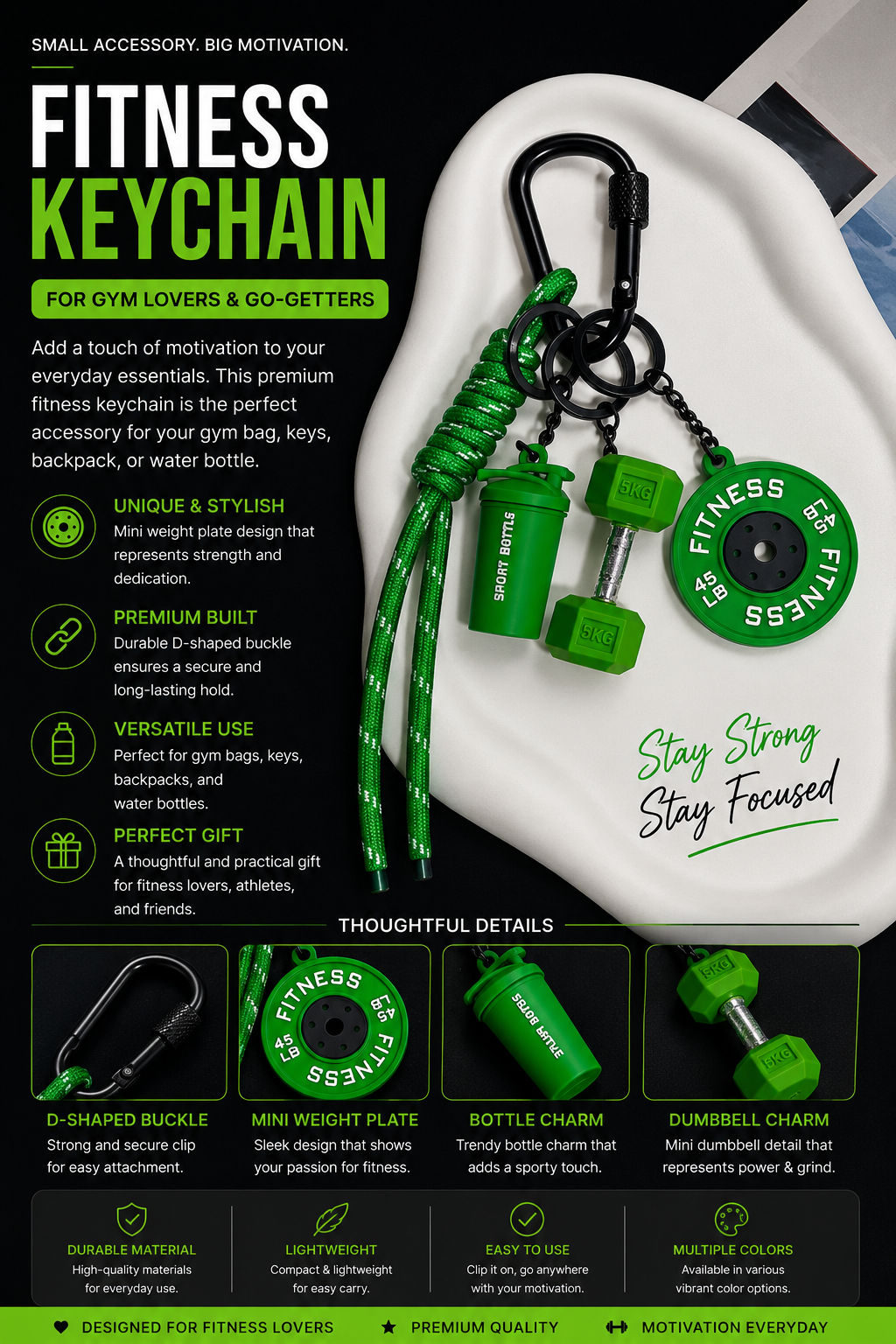 Fitness Keychain for Gym Lovers