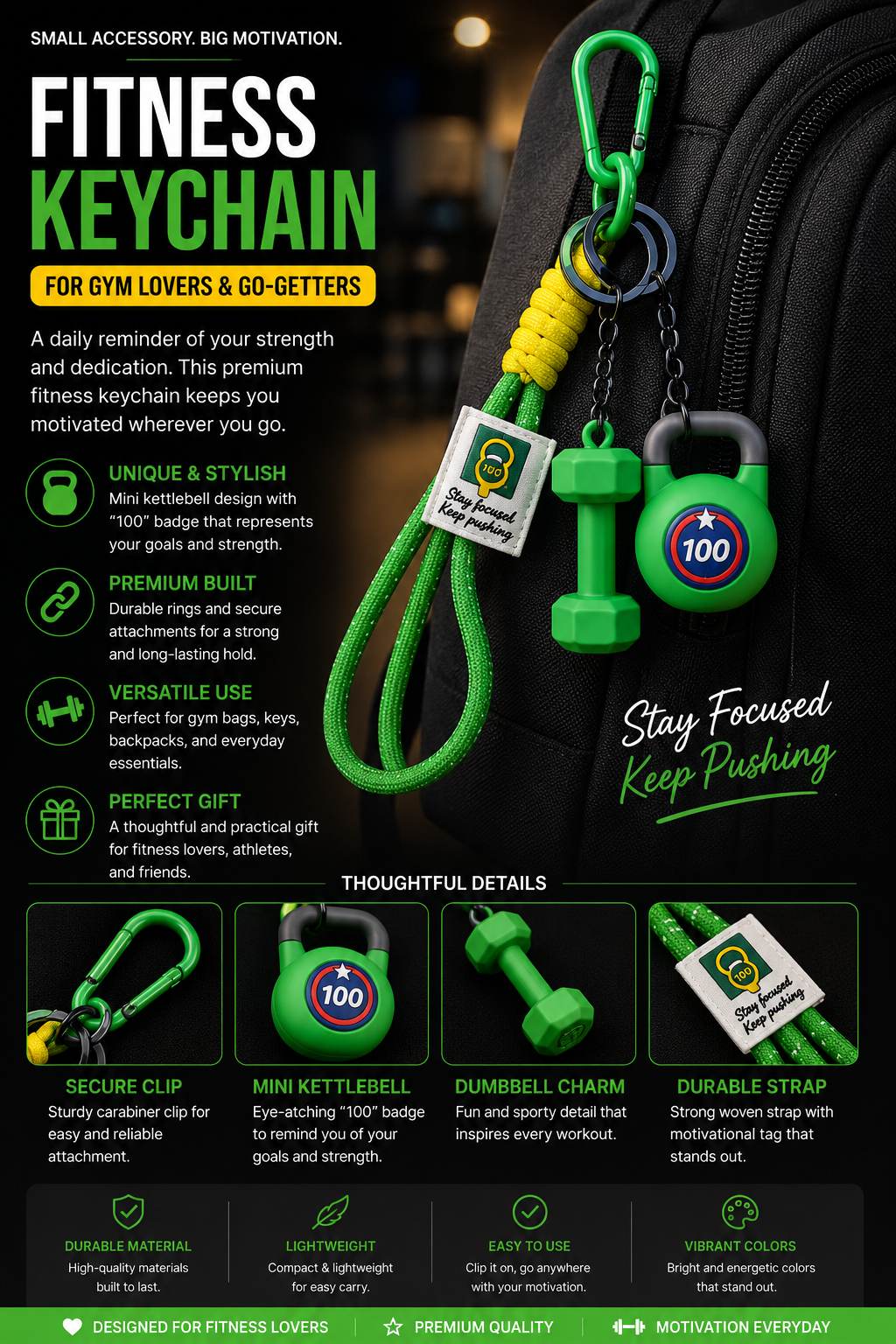 Fitness Keychain for Gym Lovers