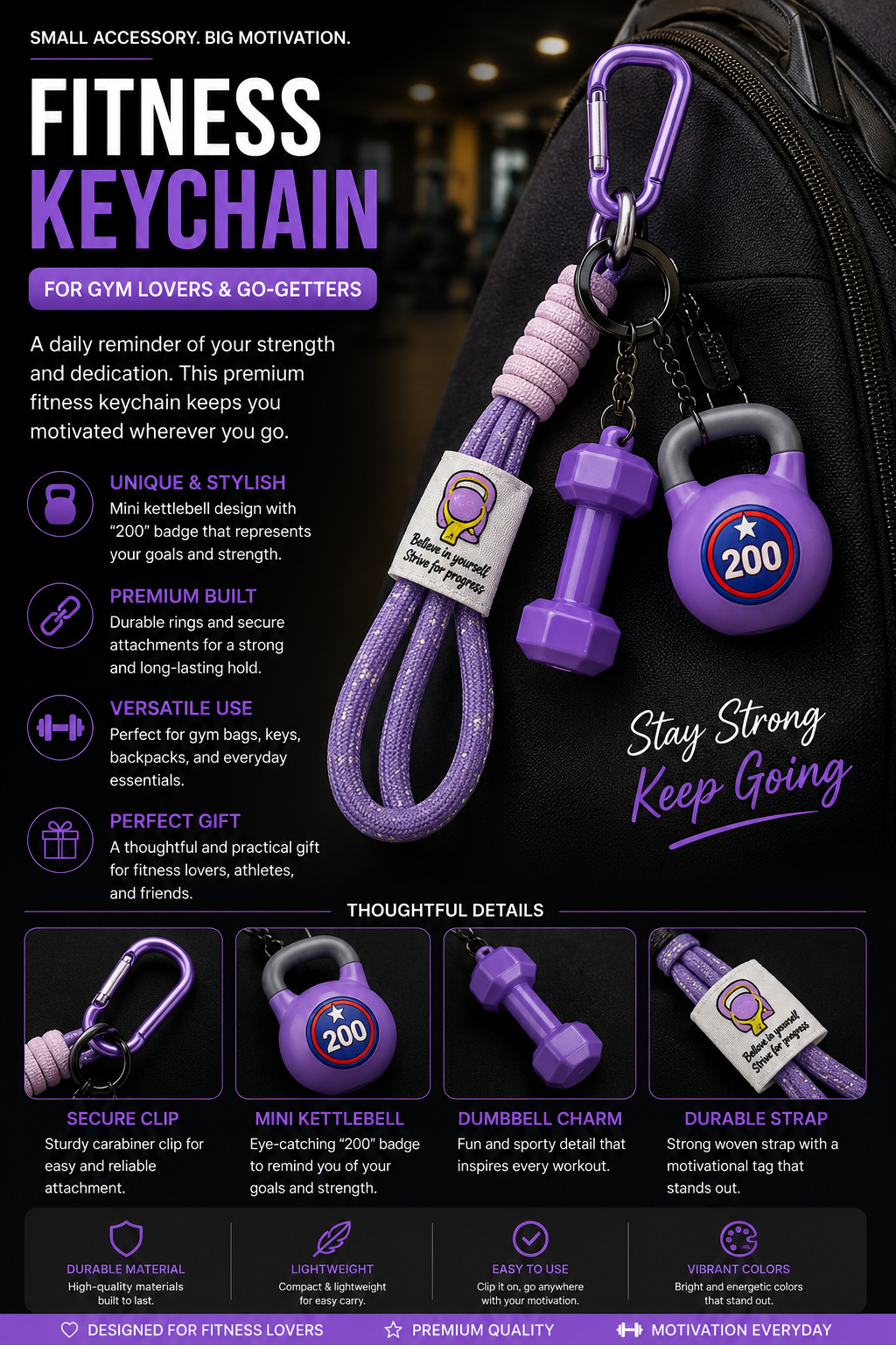 Fitness Keychain for Gym Lovers
