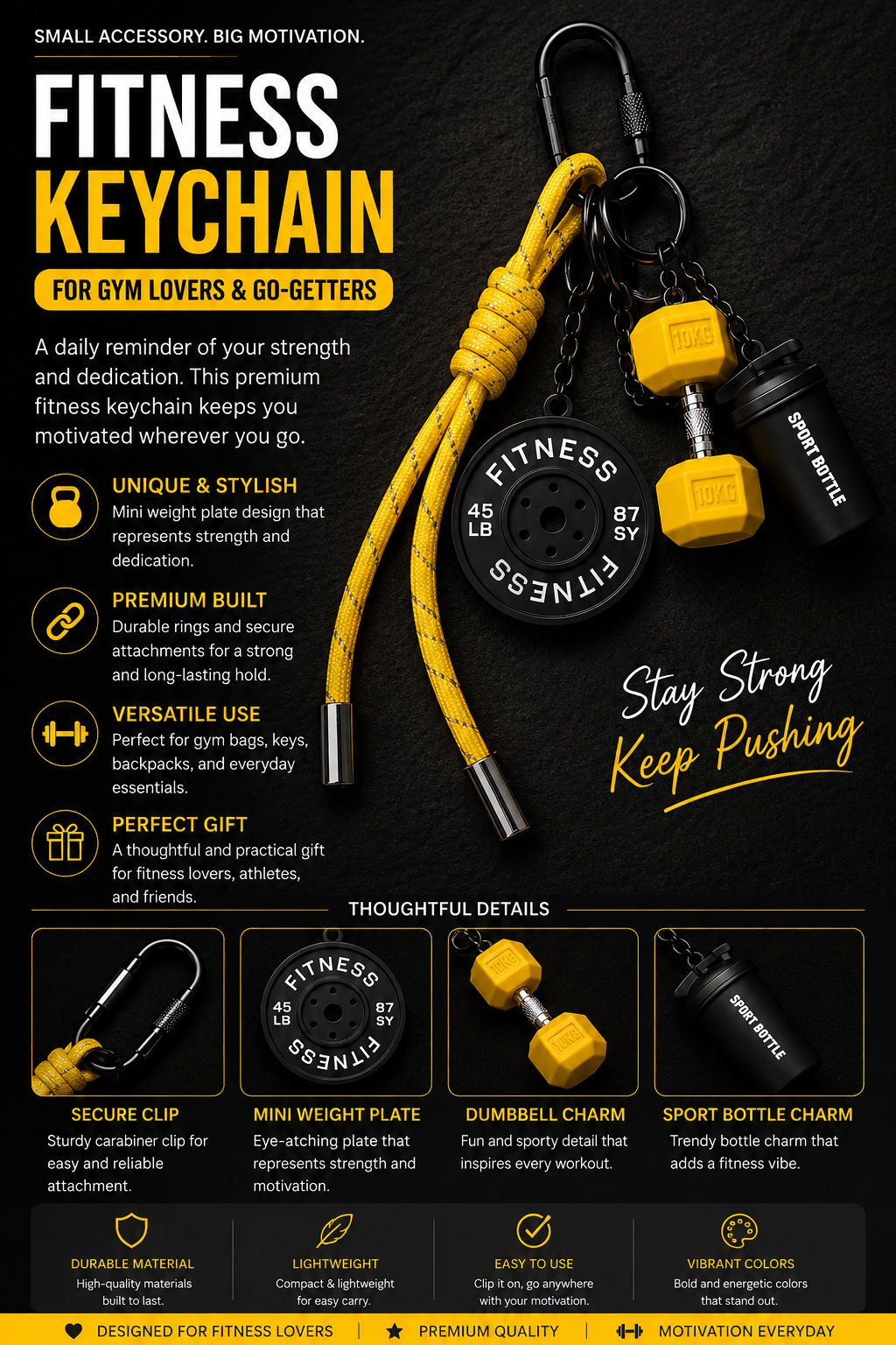 Fitness Keychain for Gym Lovers