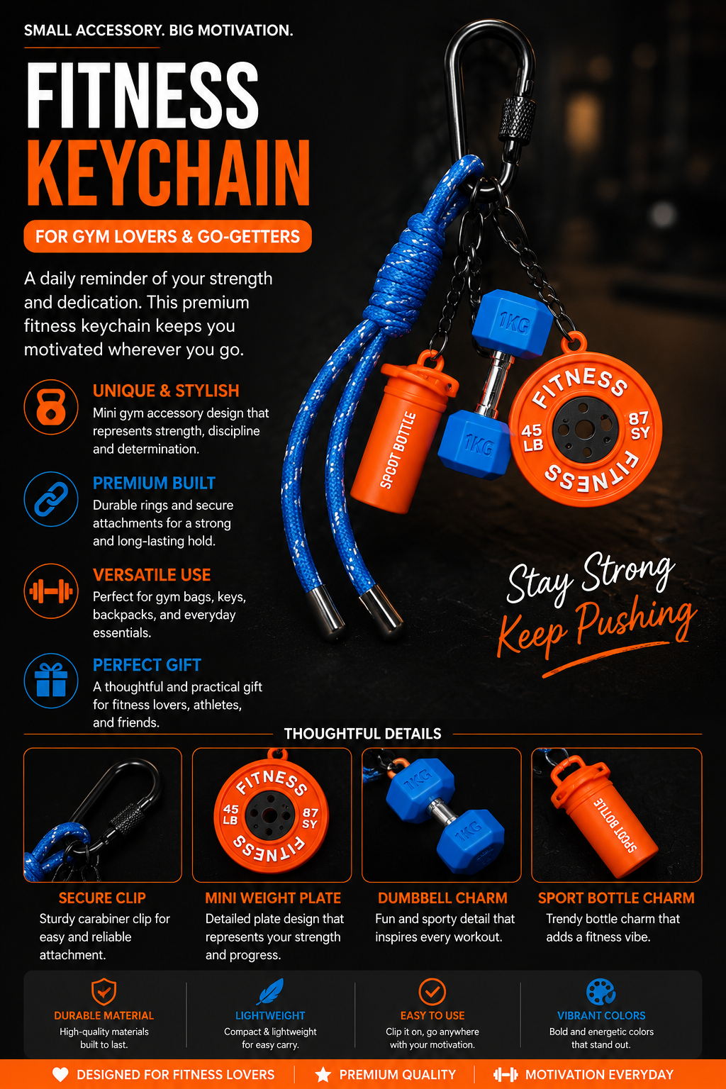 Fitness Keychain for Gym Lovers