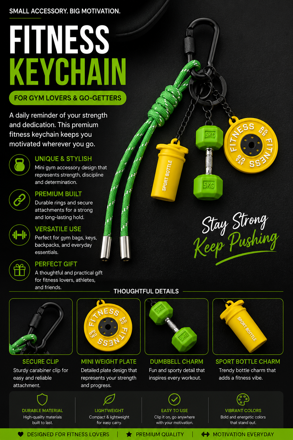 Fitness Keychain for Gym Lovers
