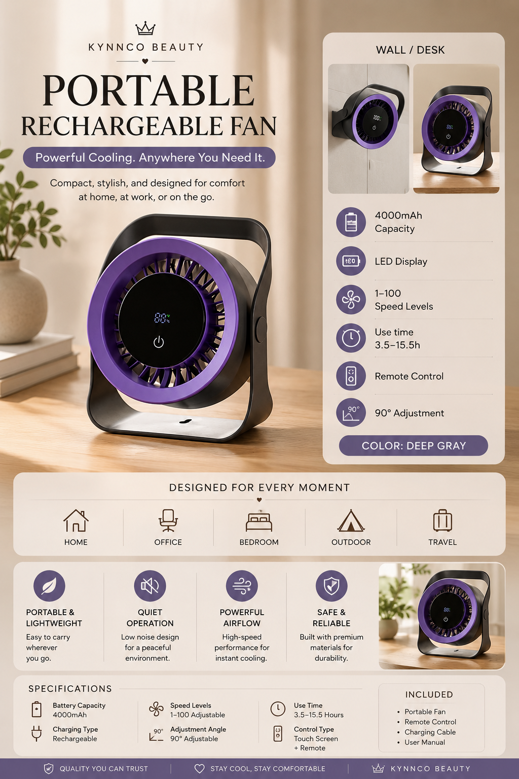 Portable Rechargeable Mini Fan